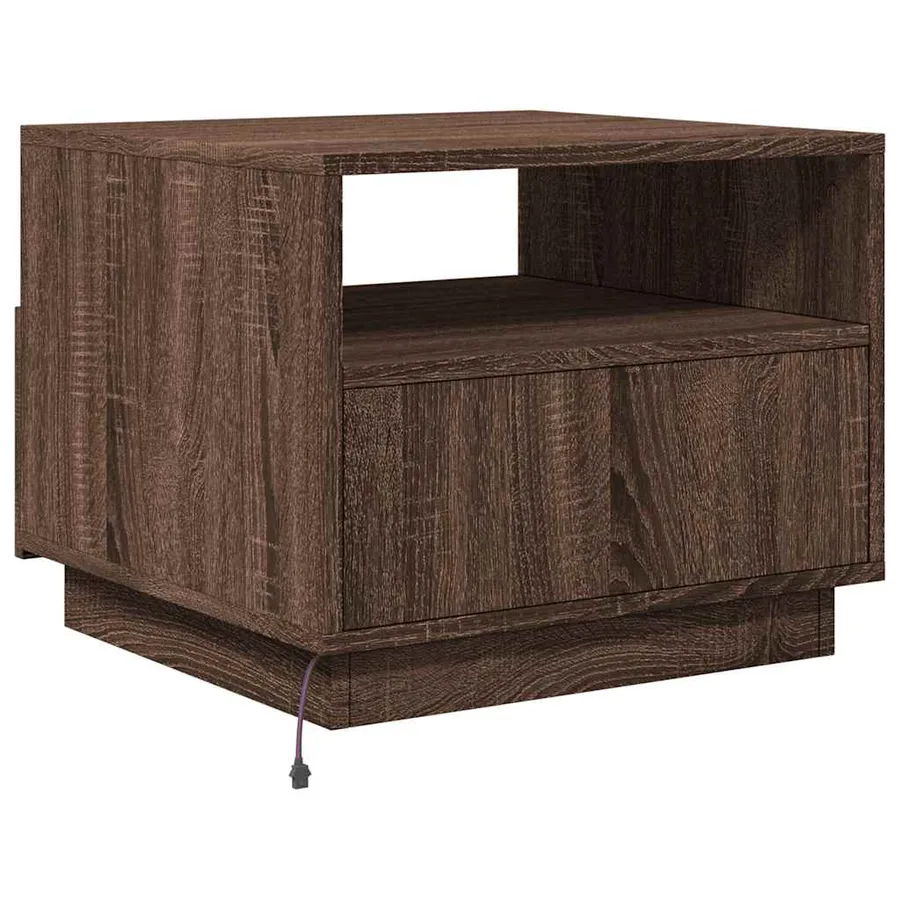 Table basse avec lumières LED chêne marron 50x49x40 cm - 9