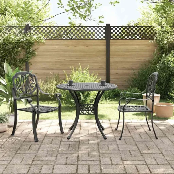 Ensemble de bistro 3 pcs noir aluminium coulé
