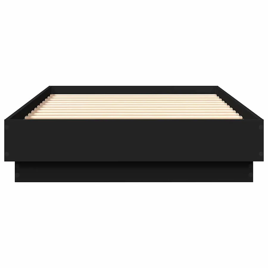 Cadre de lit sans matelas noir 90x190 cm bois ingénierie - 4