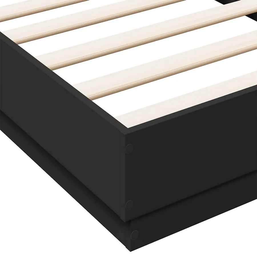 Cadre de lit sans matelas noir 90x190 cm bois ingénierie - 7