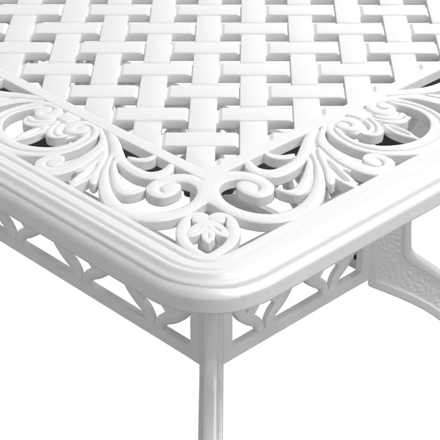 Table de jardin blanc 150x90x72 cm aluminium coulé - 9