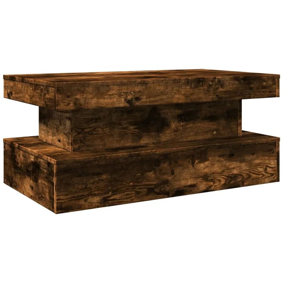 Table basse avec lumières LED chêne fumé 90x50x40 cm - 3