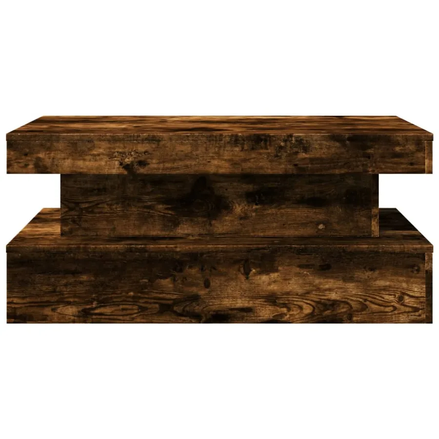 Table basse avec lumières LED chêne fumé 90x50x40 cm - 7