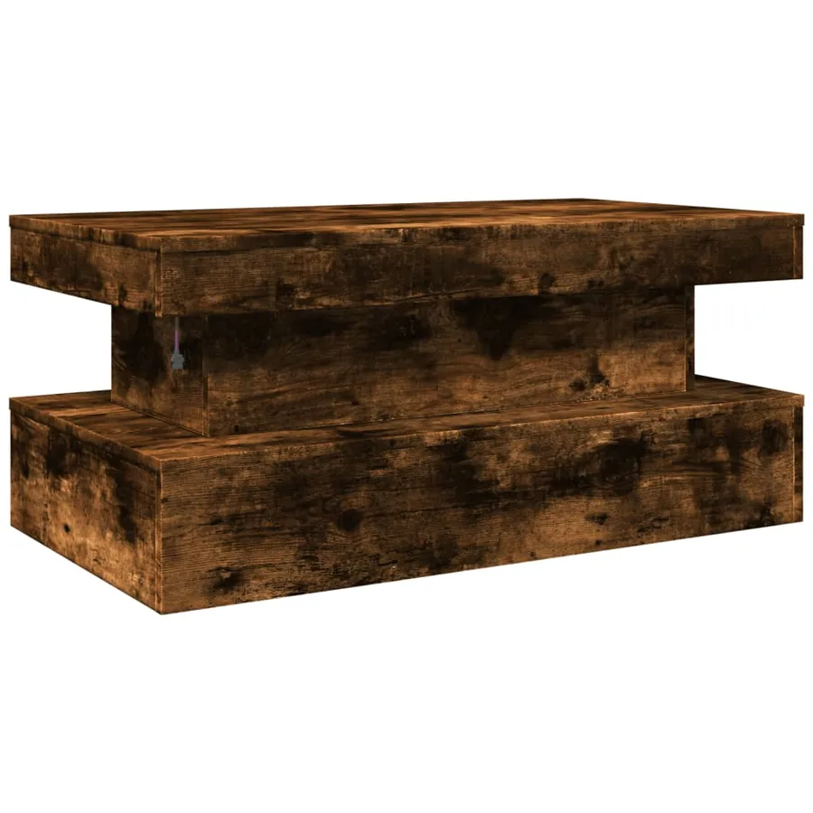 Table basse avec lumières LED chêne fumé 90x50x40 cm - 9