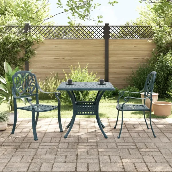 Ensemble de bistro 3 pcs vert aluminium coulé