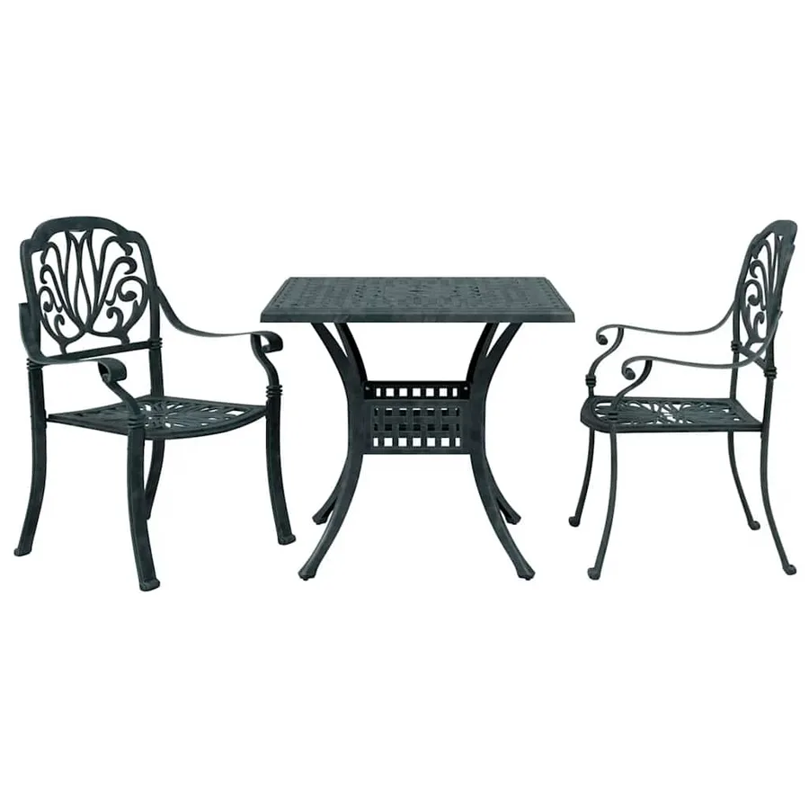 Ensemble de bistro 3 pcs vert aluminium coulé - 2