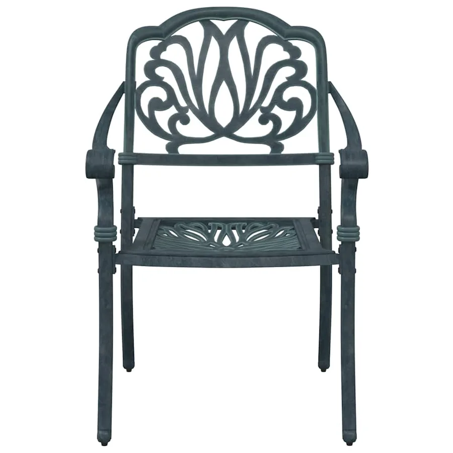 Ensemble de bistro 3 pcs vert aluminium coulé - 8