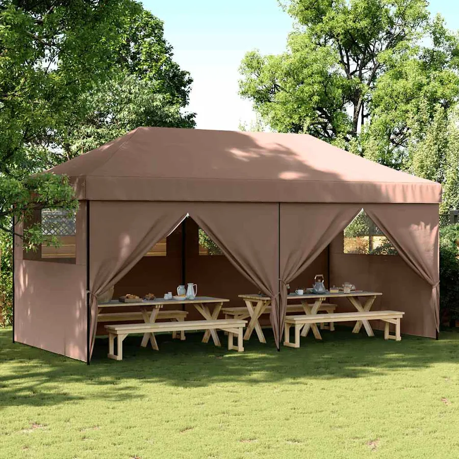 Tente de réception pliable escamotable avec 4 parois latérales
