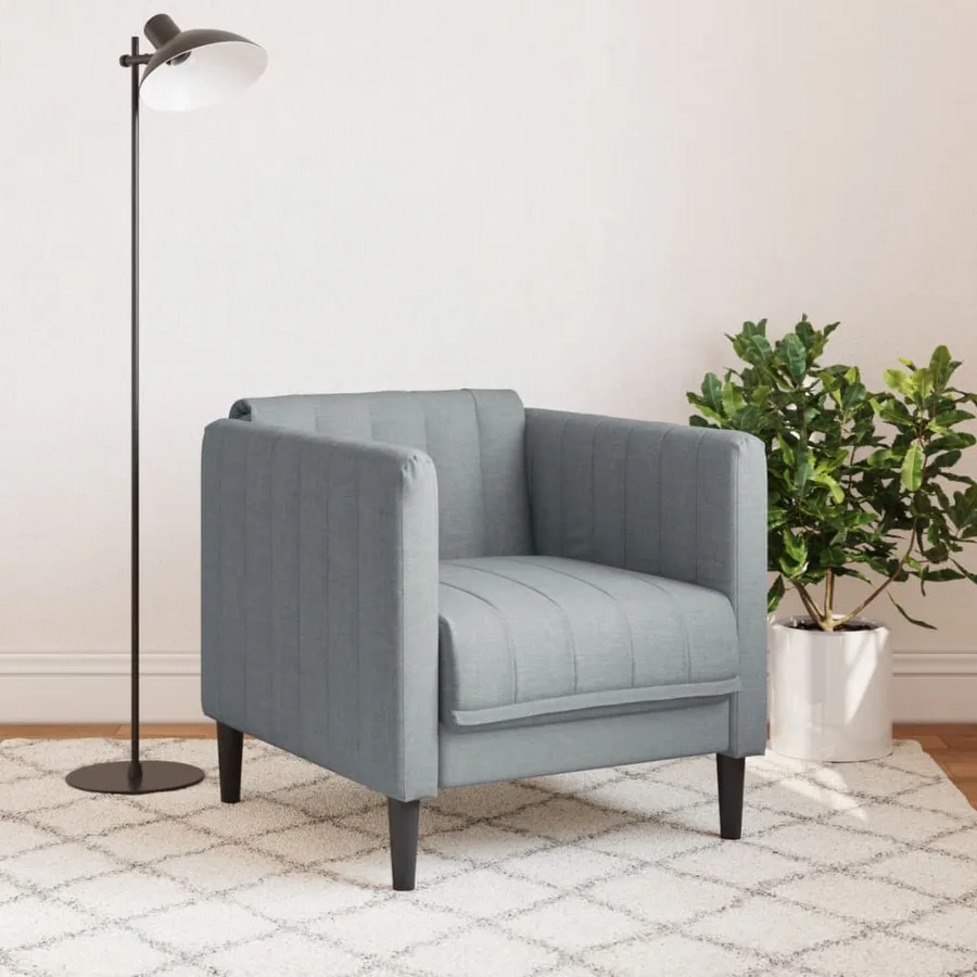 Fauteuil gris clair tissu - 3