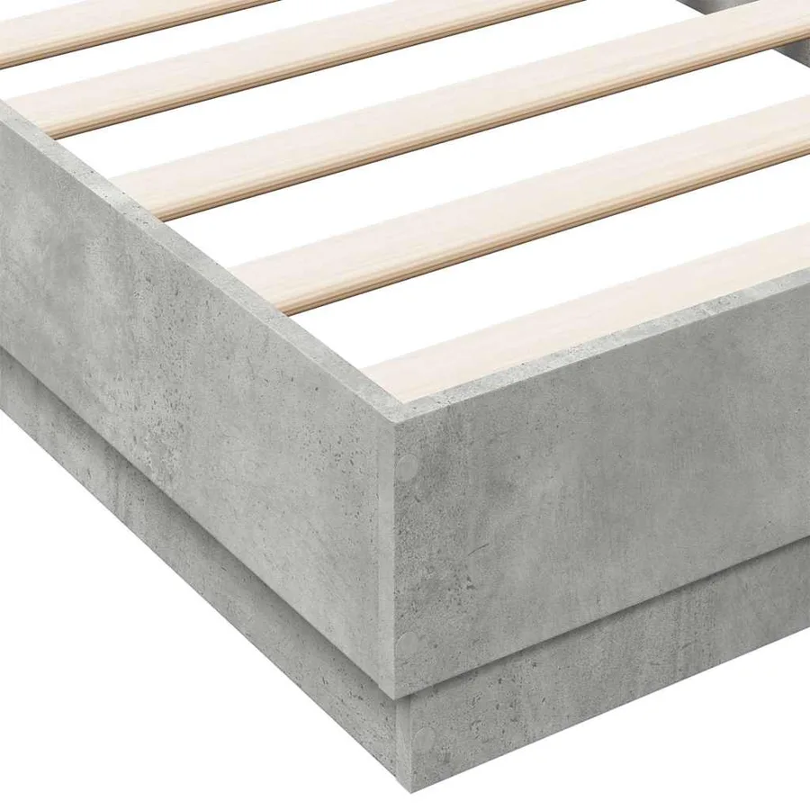 Cadre de lit sans matelas gris béton 90x190 cm - 7