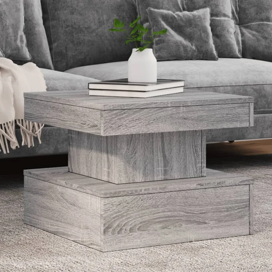 Table basse avec lumières LED sonoma gris 50x50x40 cm
