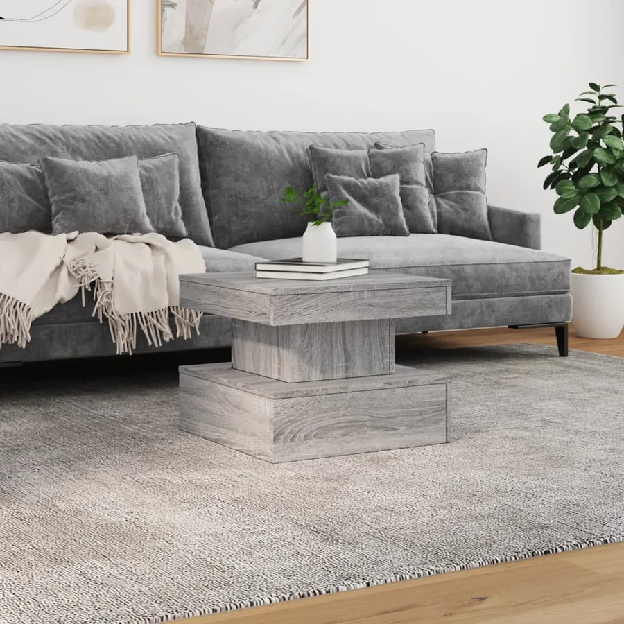 Table basse avec lumières LED sonoma gris 50x50x40 cm - 4