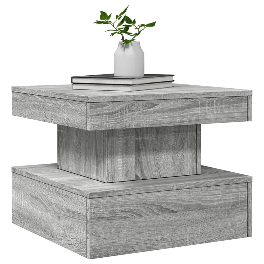 Table basse avec lumières LED sonoma gris 50x50x40 cm - 6