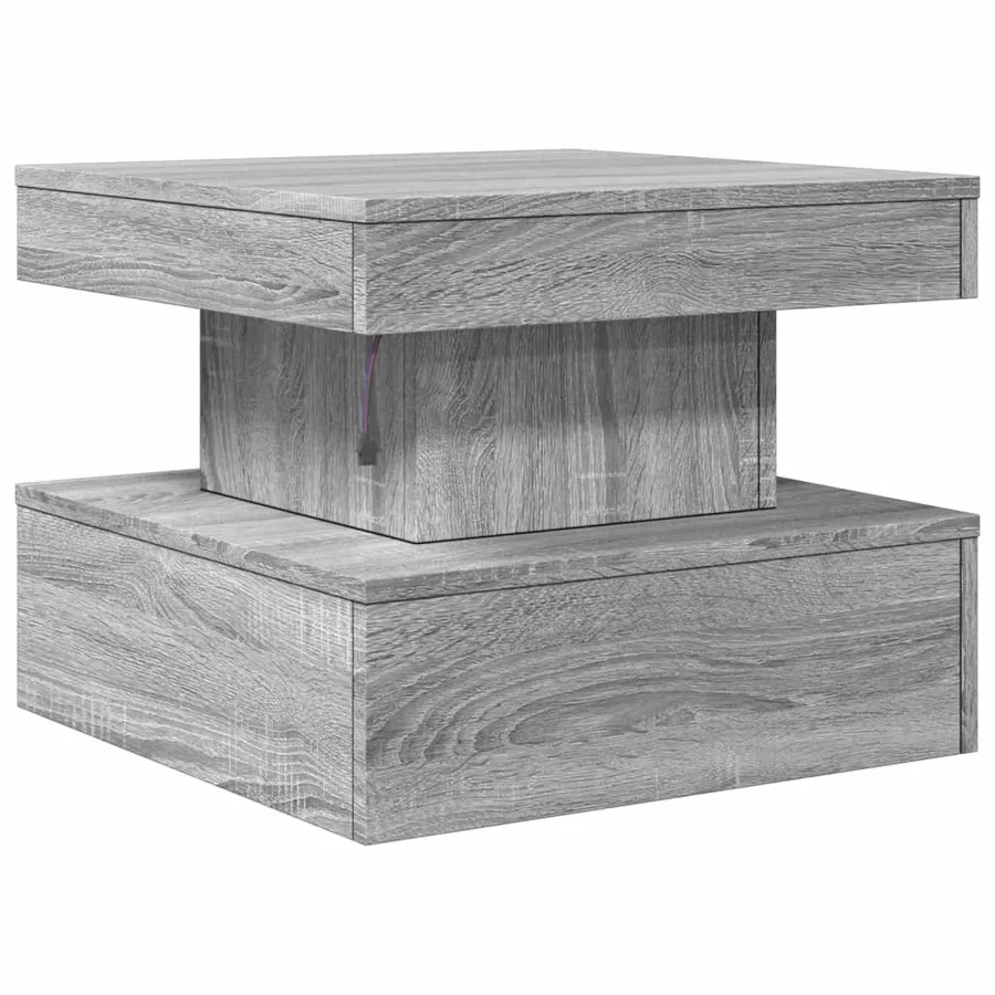 Table basse avec lumières LED sonoma gris 50x50x40 cm - 9