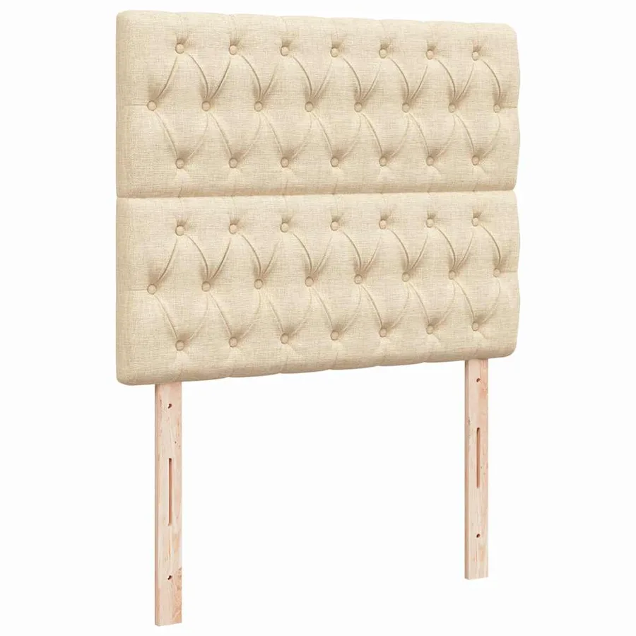 Sommier à lattes de lit matelas et LED crème 120x190 cm tissu - 9
