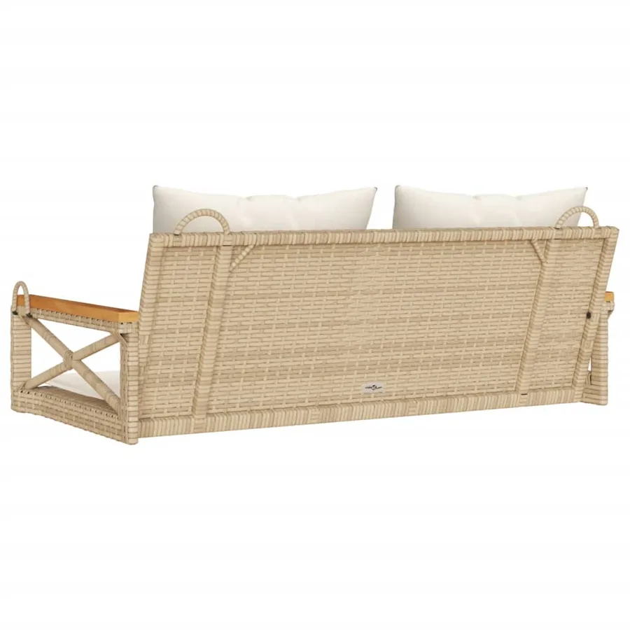 Balancelle avec coussins beige 109x62x40 cm résine tressée - 6