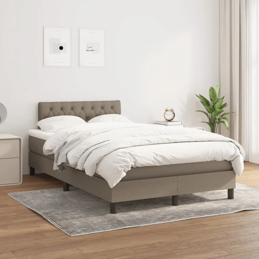 Sommier à lattes de lit avec matelas taupe 120x190 cm tissu - 3