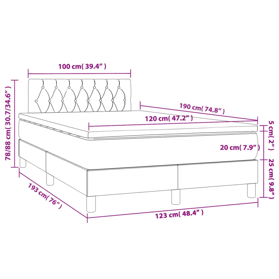 Sommier à lattes de lit avec matelas taupe 120x190 cm tissu - 9