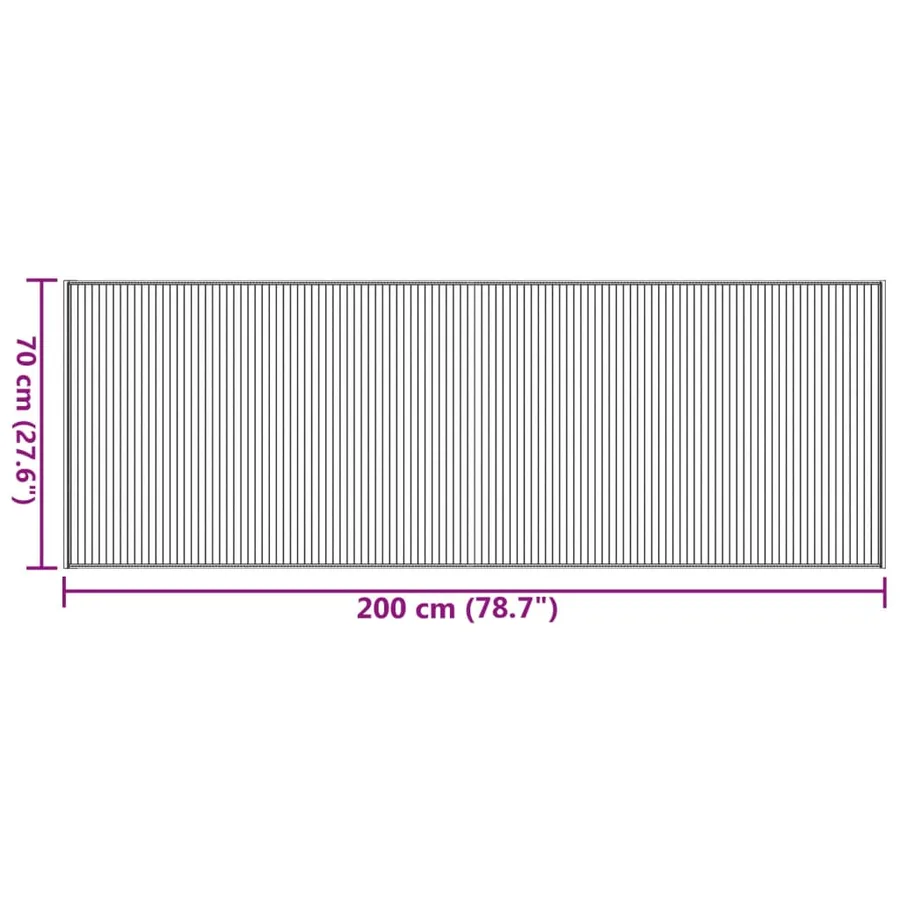 Tapis rectangulaire gris 70x200 cm bambou - 8
