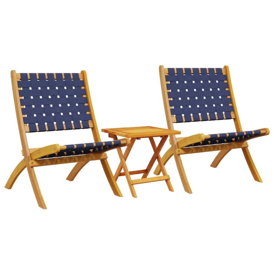 Chaises pliables de jardin lot de 2 avec table bleu foncé bois - 2