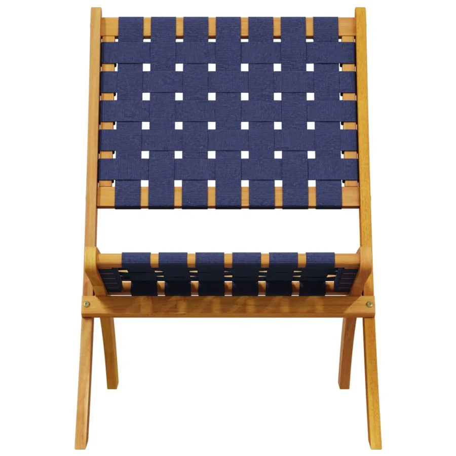 Chaises pliables de jardin lot de 2 avec table bleu foncé bois - 3