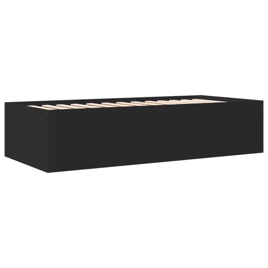 Lit de jour avec tiroirs sans matelas noir 75x190 cm - 6