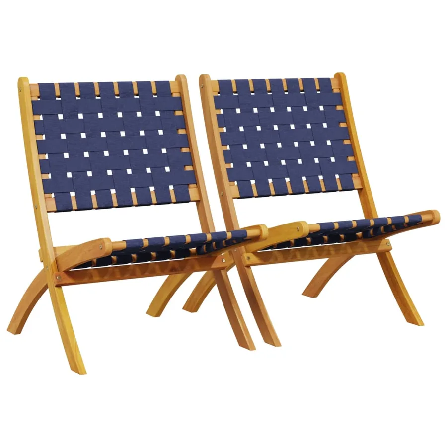 Chaises de jardin pliantes lot de 2 bois d'acacia solide tissu - 2
