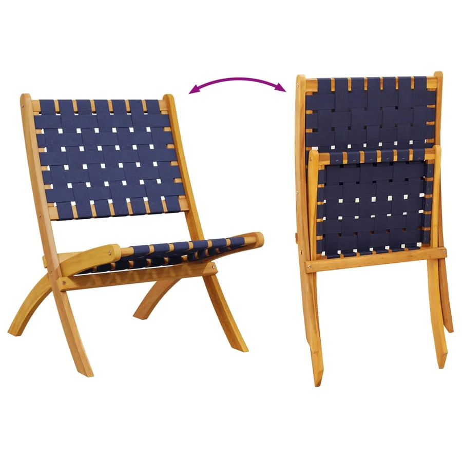 Chaises de jardin pliantes lot de 2 bois d'acacia solide tissu - 7