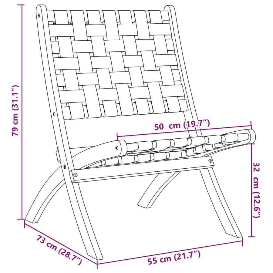 Chaises de jardin pliantes lot de 2 bois d'acacia solide tissu - 9
