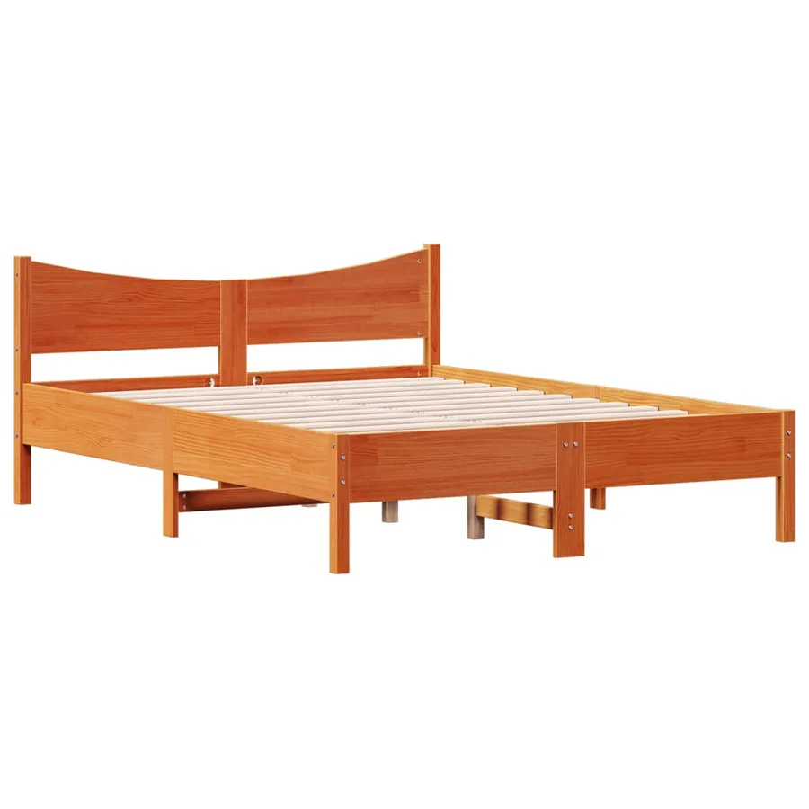 Cadre de lit sans matelas cire marron 120x200cm bois pin massif - 3