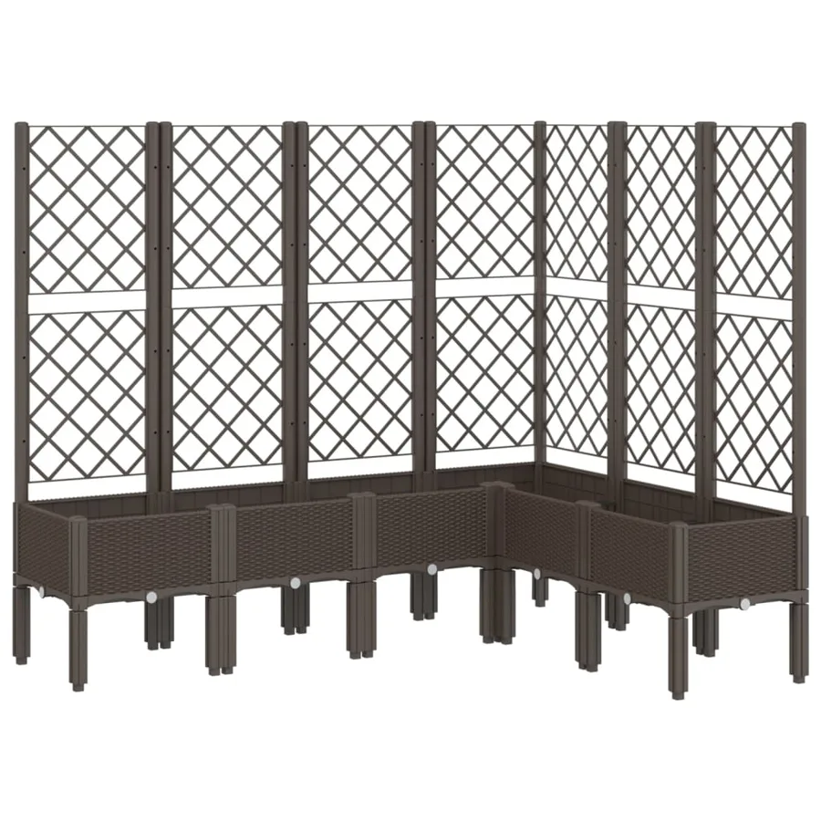 Jardinière avec treillis marron 160x120x142 cm PP - 2