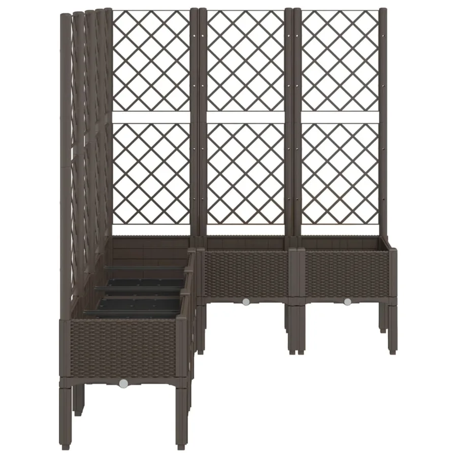 Jardinière avec treillis marron 160x120x142 cm PP - 4