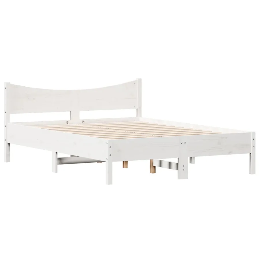 Cadre de lit sans matelas blanc 120x200 cm bois de pin massif - 3