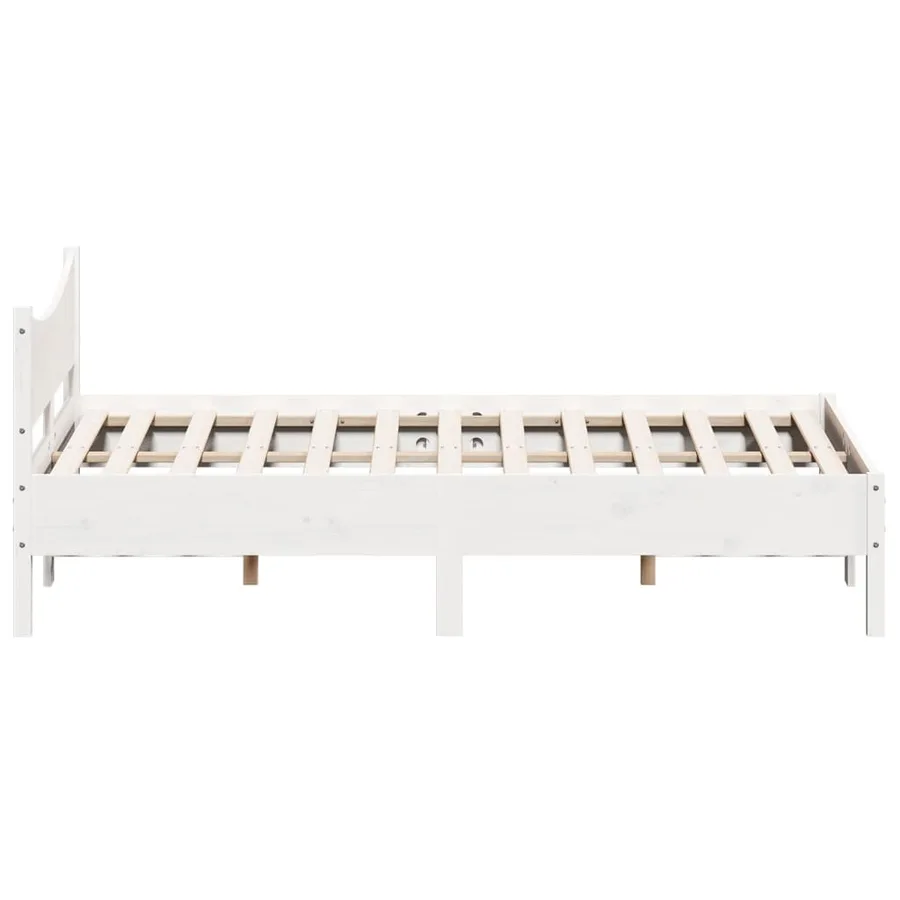 Cadre de lit sans matelas blanc 120x200 cm bois de pin massif - 5
