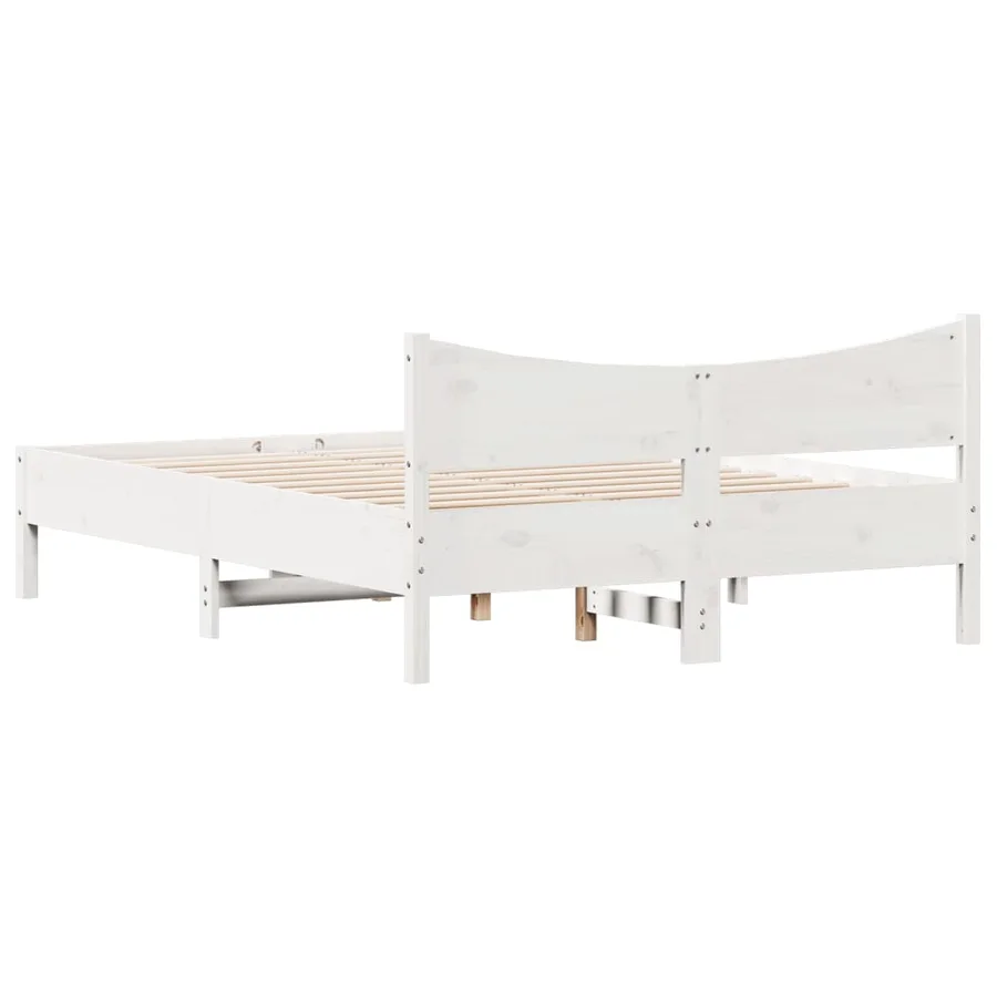 Cadre de lit sans matelas blanc 120x200 cm bois de pin massif - 6