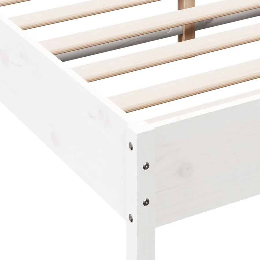 Cadre de lit sans matelas blanc 120x200 cm bois de pin massif - 7