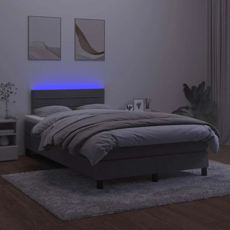 Sommier à lattes de lit avec matelas LED gris foncé 120x190 cm - 4