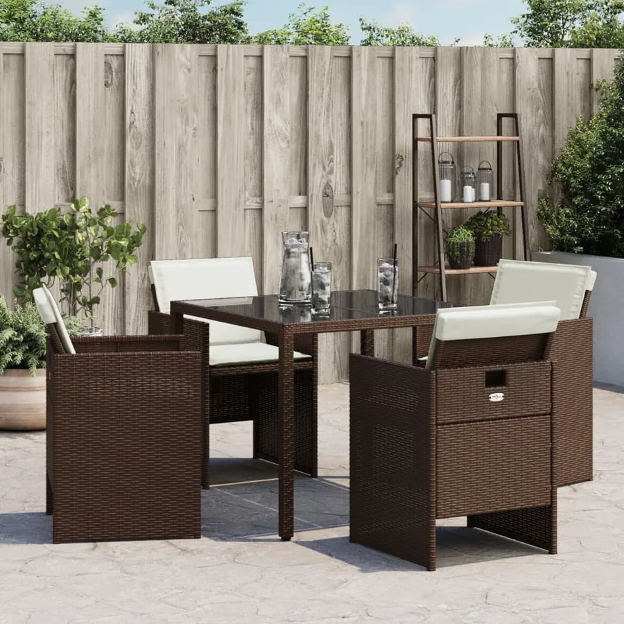 Chaises de jardin avec coussins lot de 4 marron résine tressée - 4