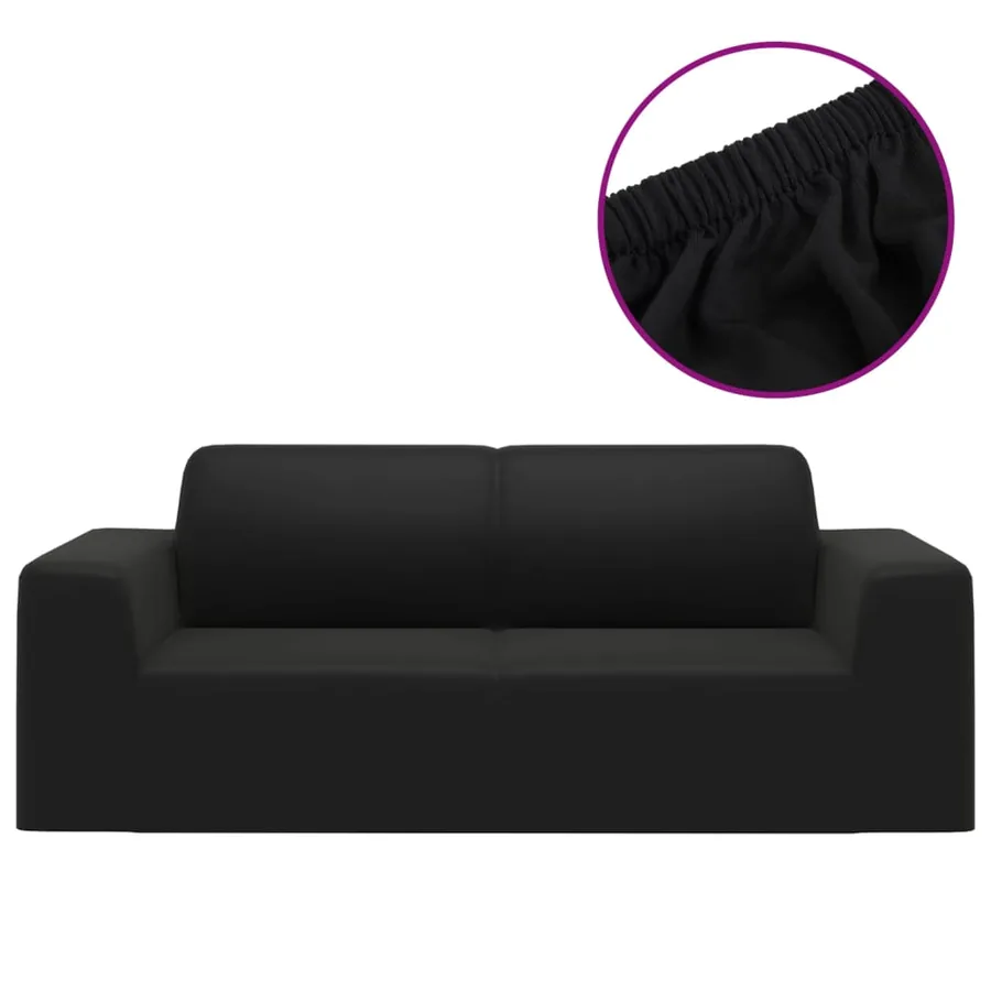 Housse extensible de canapé 2 places Noir Jersey de polyester - 2