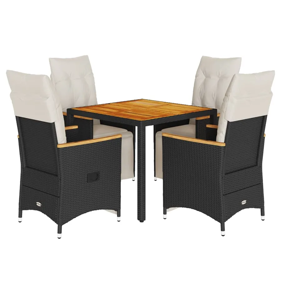 Ensemble de bistro de jardin 5 pcs coussins noir poly rotin - 2