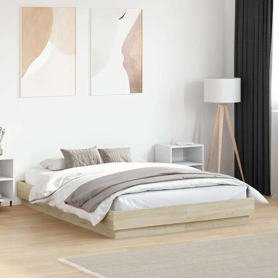 Cadre de lit sans matelas chêne sonoma 135x190 cm