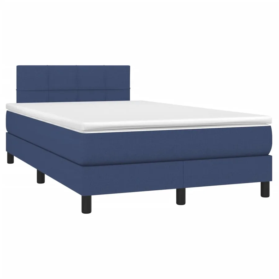 Sommier à lattes de lit avec matelas bleu 120x190 cm tissu - 2