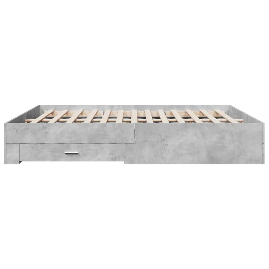 Cadre de lit avec tiroirs sans matelas gris béton 200x200 cm - 5