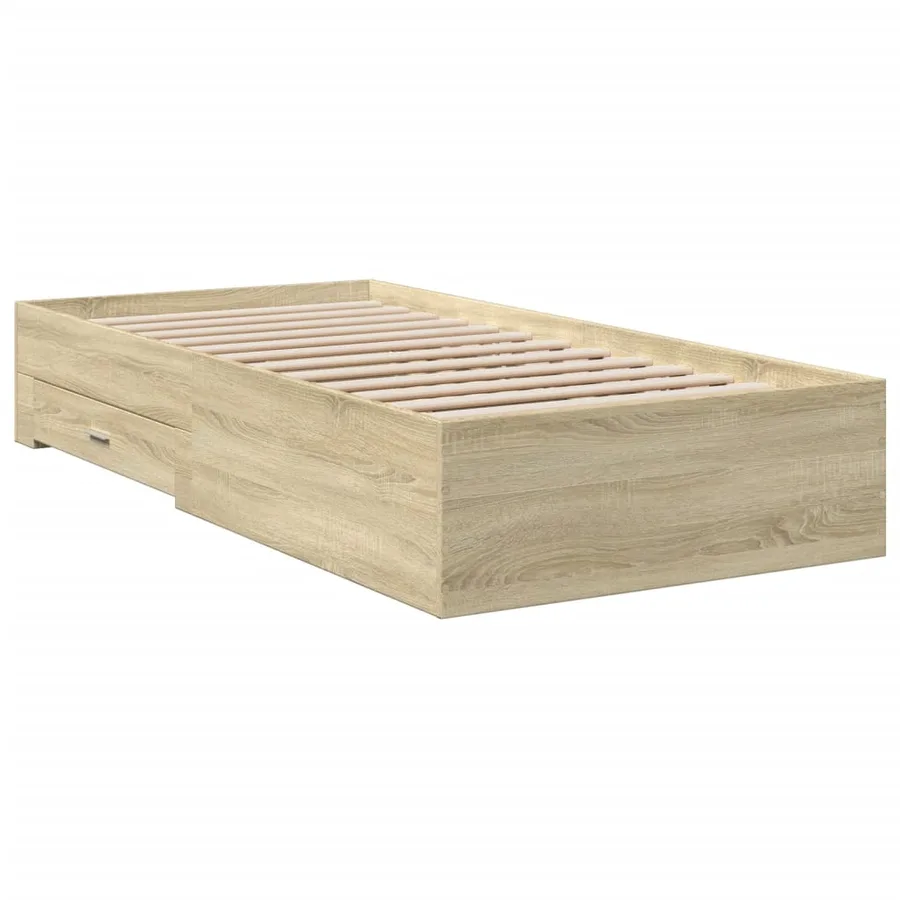 Cadre de lit avec tiroirs sans matelas chêne sonoma 90x200 cm - 3