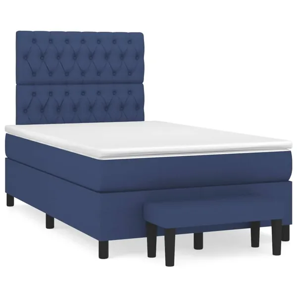 Sommier à lattes de lit avec matelas bleu 120x190 cm tissu