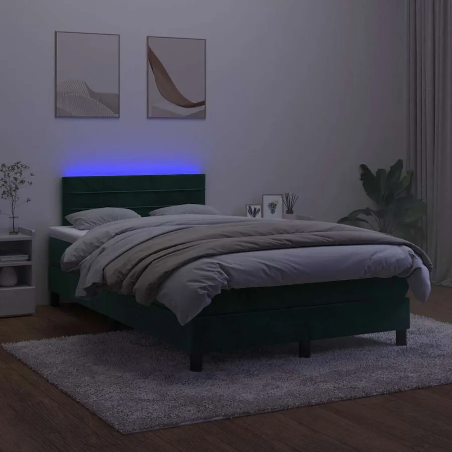 Sommier à lattes de lit avec matelas LED vert foncé 120x190 cm - 4