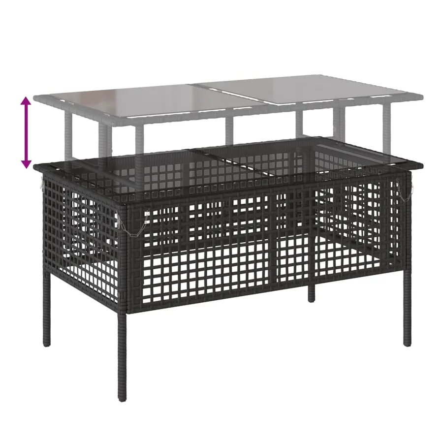 Salon de jardin avec coussins 4 pcs noir résine tressée verre - 10