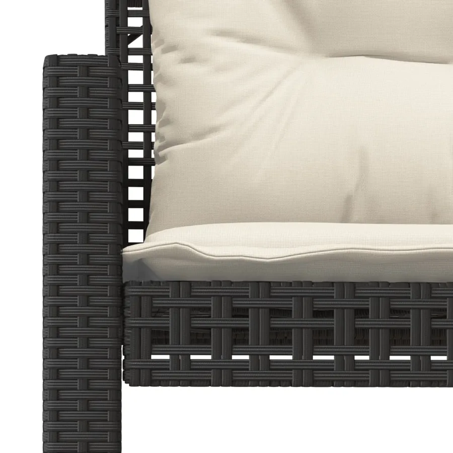 Salon de jardin avec coussins 4 pcs noir résine tressée verre - 12