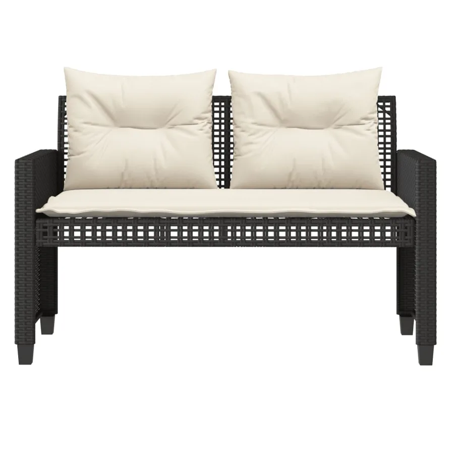 Salon de jardin avec coussins 4 pcs noir résine tressée verre - 5