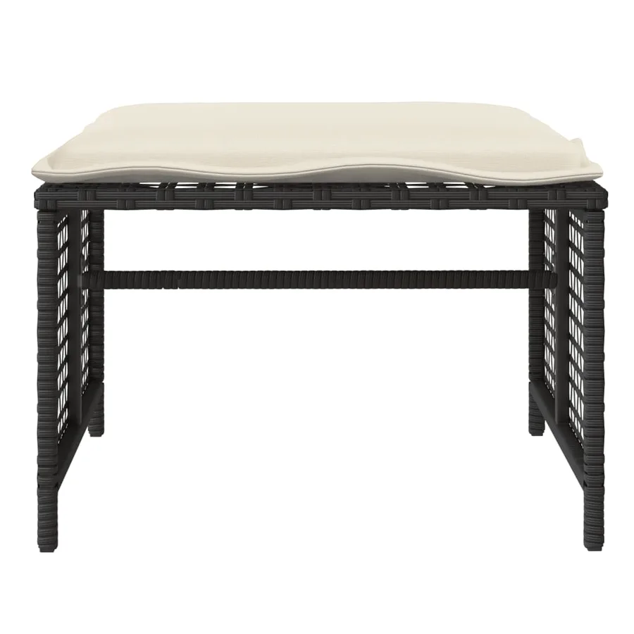 Salon de jardin avec coussins 4 pcs noir résine tressée verre - 7